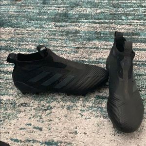 All black laceless ace 17+ adidas soccer cleats